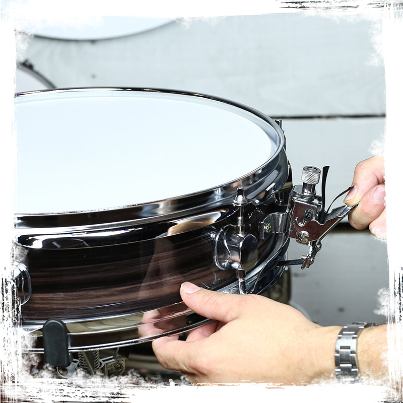 Piccolo Snare Drum 13" x 3.5" by GRIFFIN - 100% Poplar Wood Shell with Zebra Wood Finish & Coated Drum Head - Marching Drummers Percussion GeekStands.com
