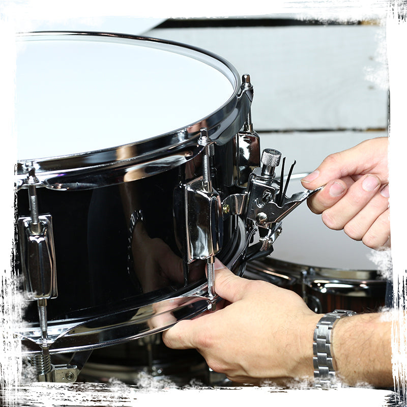 GRIFFIN Snare Drum - Poplar Wood Shell 14" x 5.5" with Black PVC & Coated Head - Acoustic Marching Percussion Musical Instrument Set with Drummers Key GeekStands.com