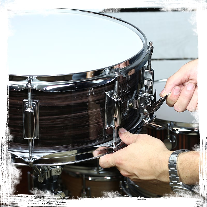 Deluxe Snare Drum by GRIFFIN | 14" x 5.5" Poplar Wood Shell with Zebra PVC Glossy Finish | Percussion Musical Instrument with Drummers Key for Students & Professionals | 8 Tuning Lugs & Snare Strainer GeekStands.com