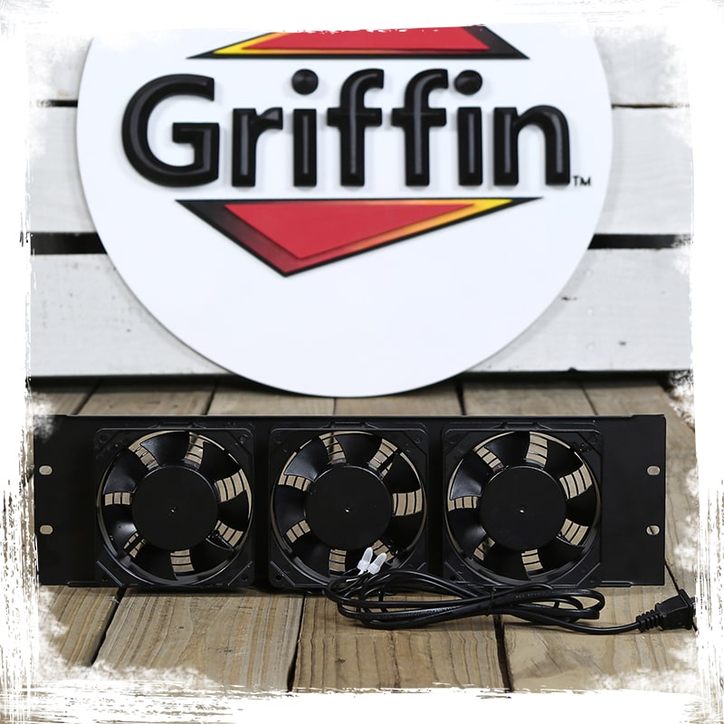 GRIFFIN Rackmount Cooling Fan | 3U Ultra-Quiet Triple Exhaust Fans, Keep Studio Audio Equipment Gear Cool | Rack Mount on Network IT System Server Rails | DJ PA AMP Temperature Control Panel Cabinet GeekStands.com
