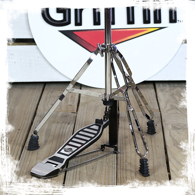 Hi-Hat Stand by GRIFFIN - Deluxe Hi Hat Cymbal Pedal With Drum Key - HiHat Mount with Chrome Double Braced Hardware Accessory Set - Adjustable Holder GeekStands.com