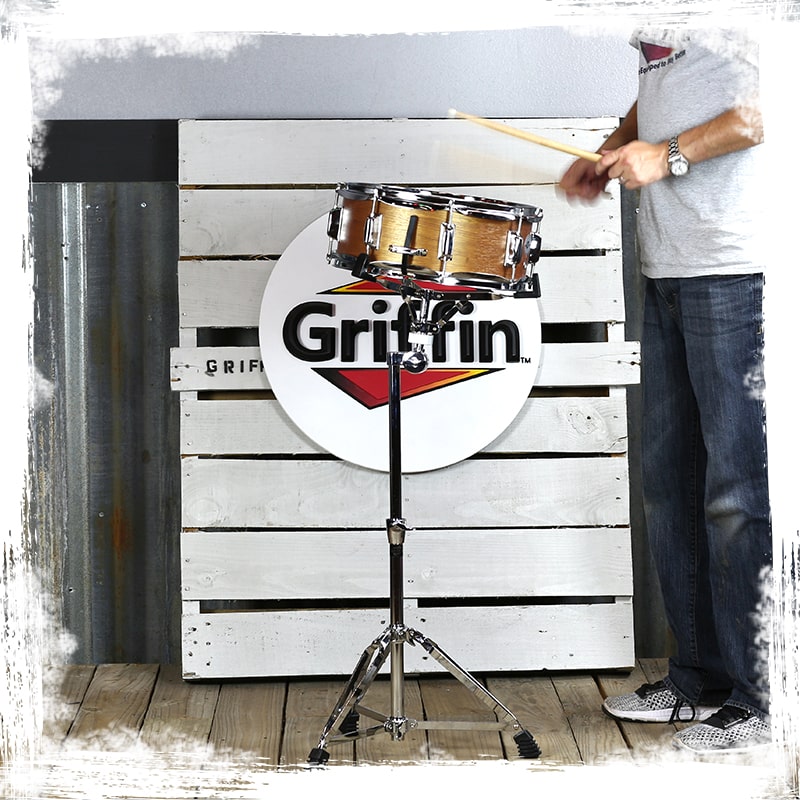 GRIFFIN Concert Stand-Up Snare Drum Stands (2-Pack) - Tall Adjustable Chrome Stand for Practice Pads & Drums - Extended-Height Hardware Mount Holder with Basket Clamp GeekStands.com