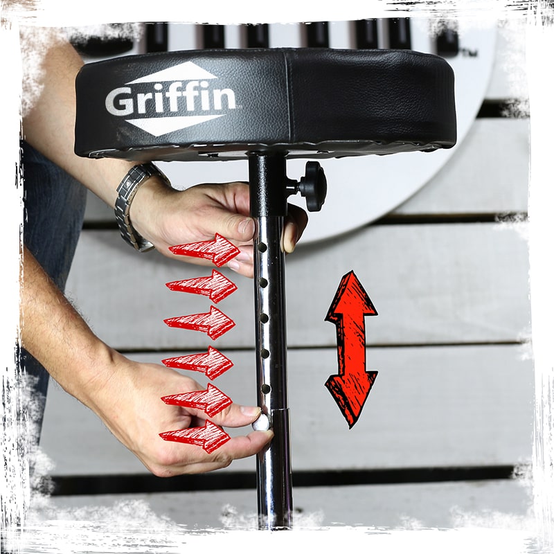 Drum Throne Stand by GRIFFIN | Padded Drummer’s Seat | Comfortable Drum Set Percussion Chair for Adults | Professional Musicians Guitar Stool Double Braced Hardware for Practice with Adjustable Height GeekStands.com