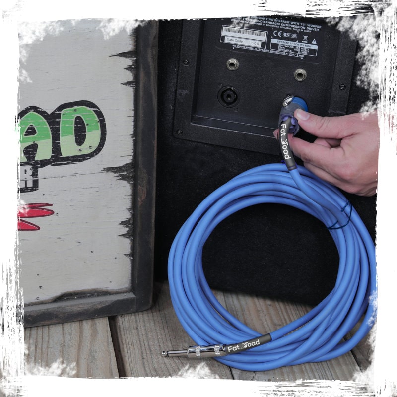 Speakon to 1/4" Male Cables (2 Pack) by FAT TOAD - 25 ft Professional Pro Audio Blue DJ Speaker PA Cord with Twist Lock Connector - 12 AWG Wire GeekStands.com