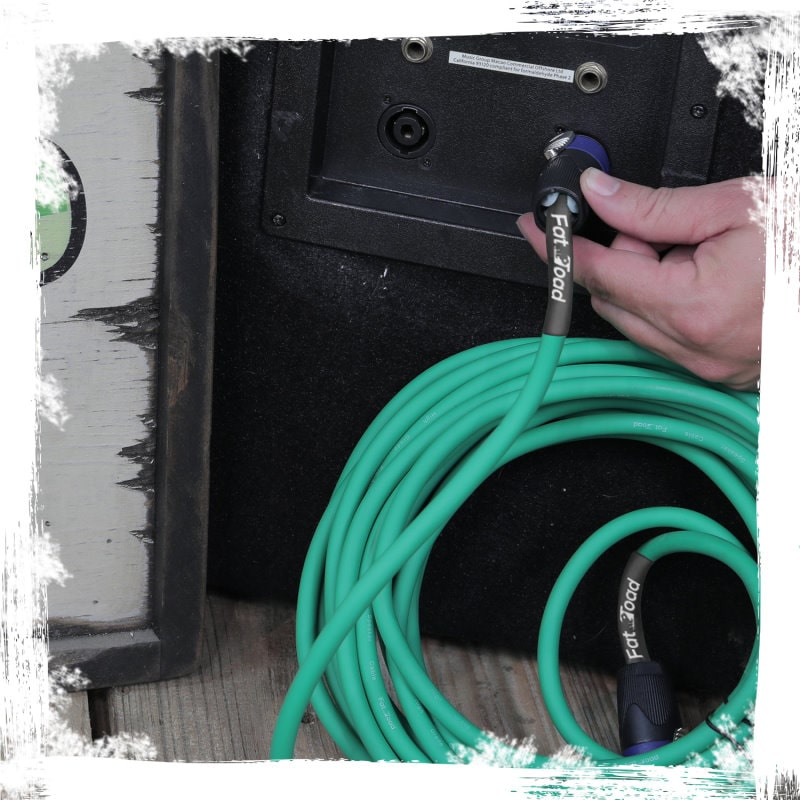 Speakon to Speakon Cables (2 Pack) by FAT TOAD - 50ft Professional Pro Audio Green Speaker PA Cord with Twist Lock Connector - 12 AWG Wire for Studio GeekStands.com