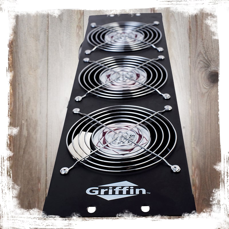 Rackmount Cooling Fan (2 PACK) by GRIFFIN - 3U Ultra-Quiet Triple Exhaust Fans to Keep Studio Audio Gear Cool - Rack Mount for Network IT Server Rails with Temperature Control Panel Cabinet GeekStands.com