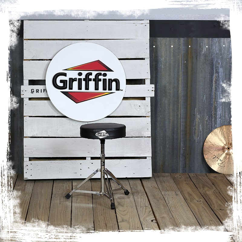 Drum Throne Stand by GRIFFIN | Padded Drummer’s Seat | Comfortable Drum Set Percussion Chair for Adults | Professional Musicians Guitar Stool Double Braced Hardware for Practice with Adjustable Height GeekStands.com