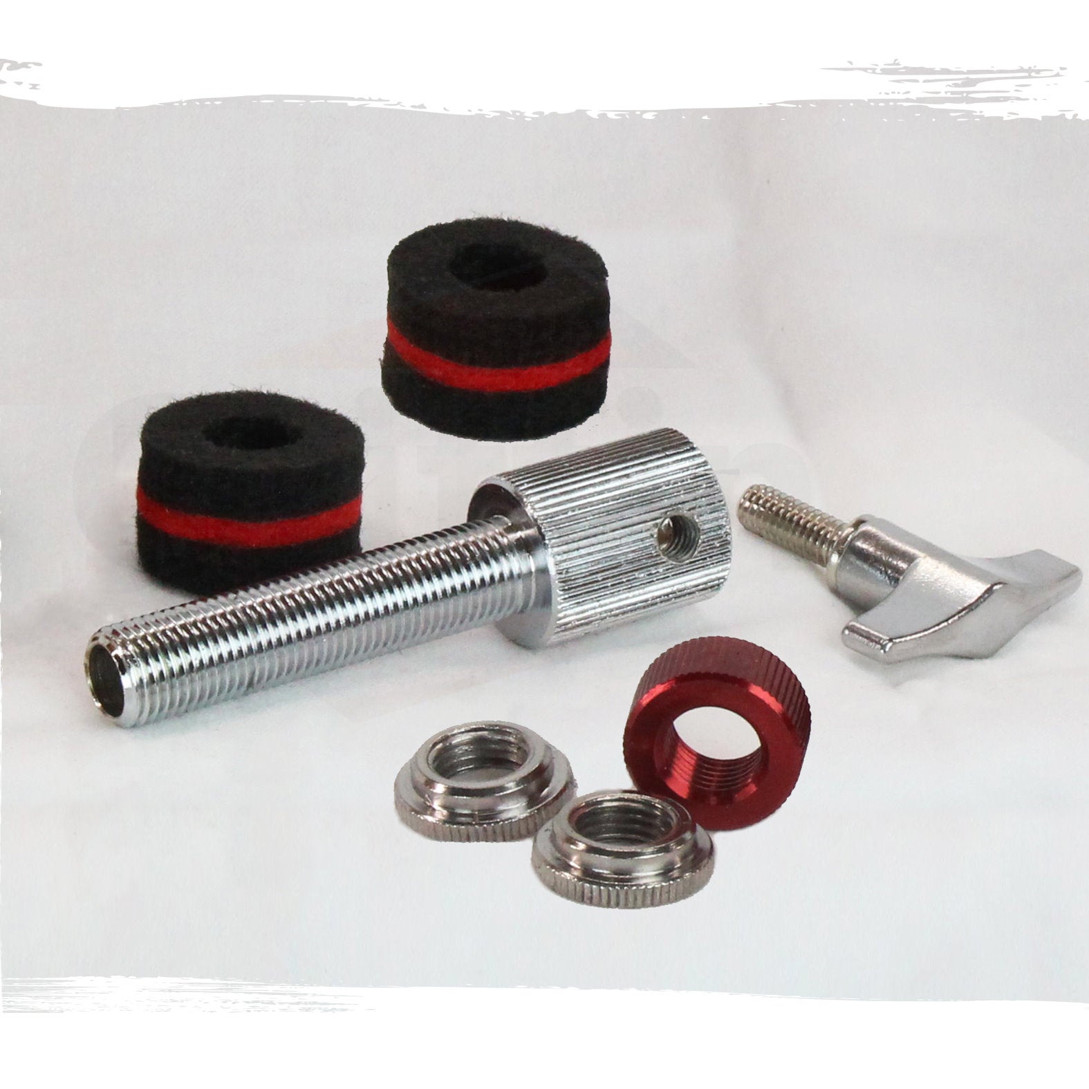 GRIFFIN Hi-Hat Clutch Mount Deluxe Version | Alloy Metal Speed Threads | Universal Holder to Fit Most Hi-Hat Cymbals,  Rods & Hihat Stands | Red locking Nut GeekStands.com