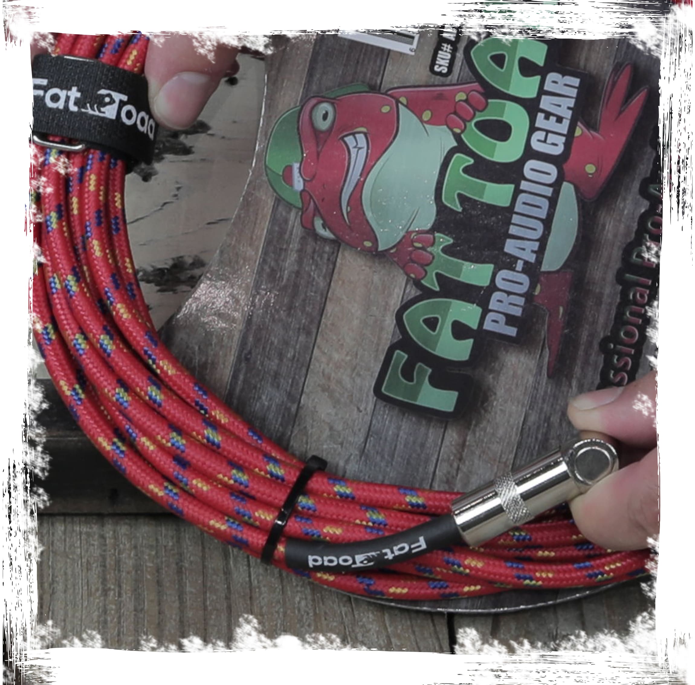 Guitar Cables (2 Pack) Right Angle to Straight-End Instrument Cord Tweed Cloth Jacket by FAT TOAD - Braided Woven 20 FT 1/4 Inch Gold Jack TS GeekStands.com