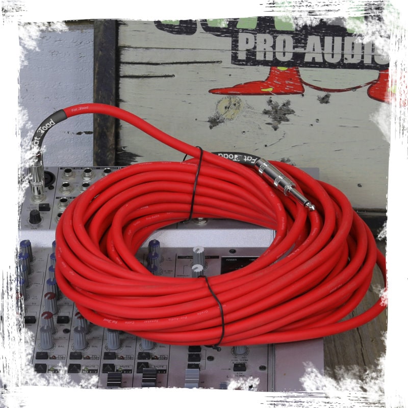 1/4" to 1/4 Male Jack Speaker Cables (2 Pack) by FAT TOAD - 50ft Professional Pro Audio Red DJ Speakers PA Patch Cords - Quarter Inch 12 AWG Wire GeekStands.com