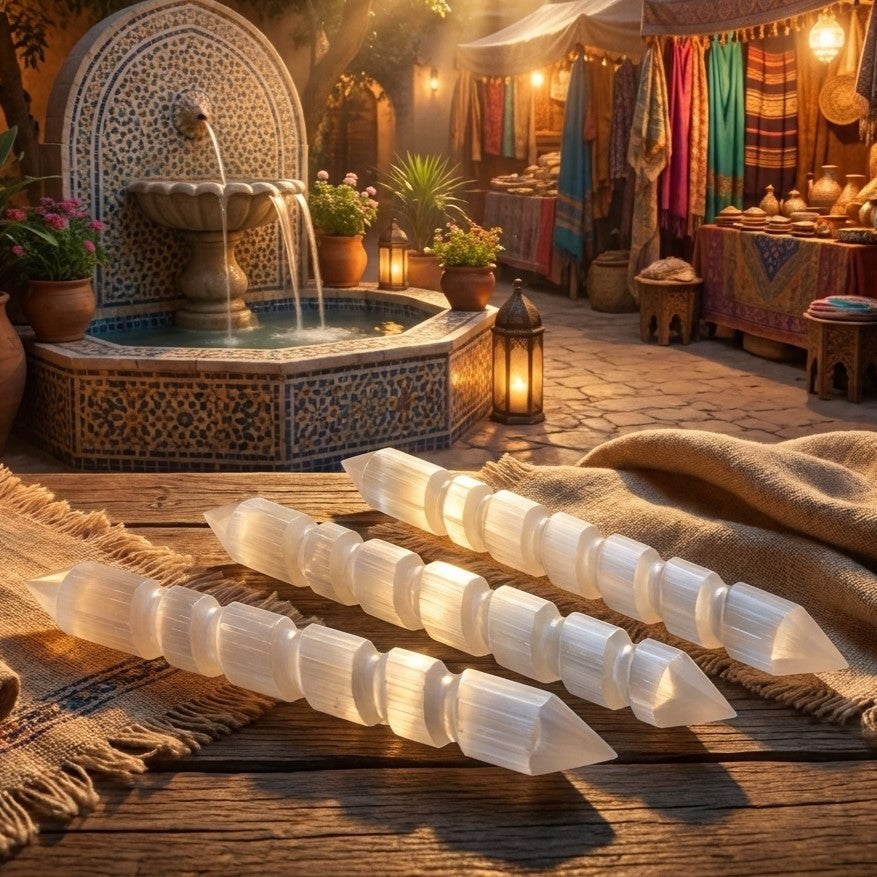 Selenite Crystal Spiral Wand Double Terminated Point Carving Amazing Crystals