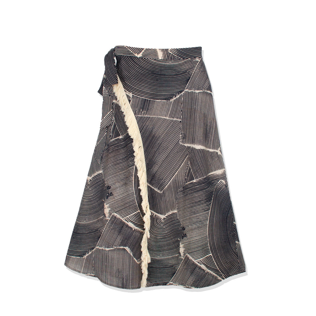 FAUX WRAP FRINGE SKIRT profile-nyc