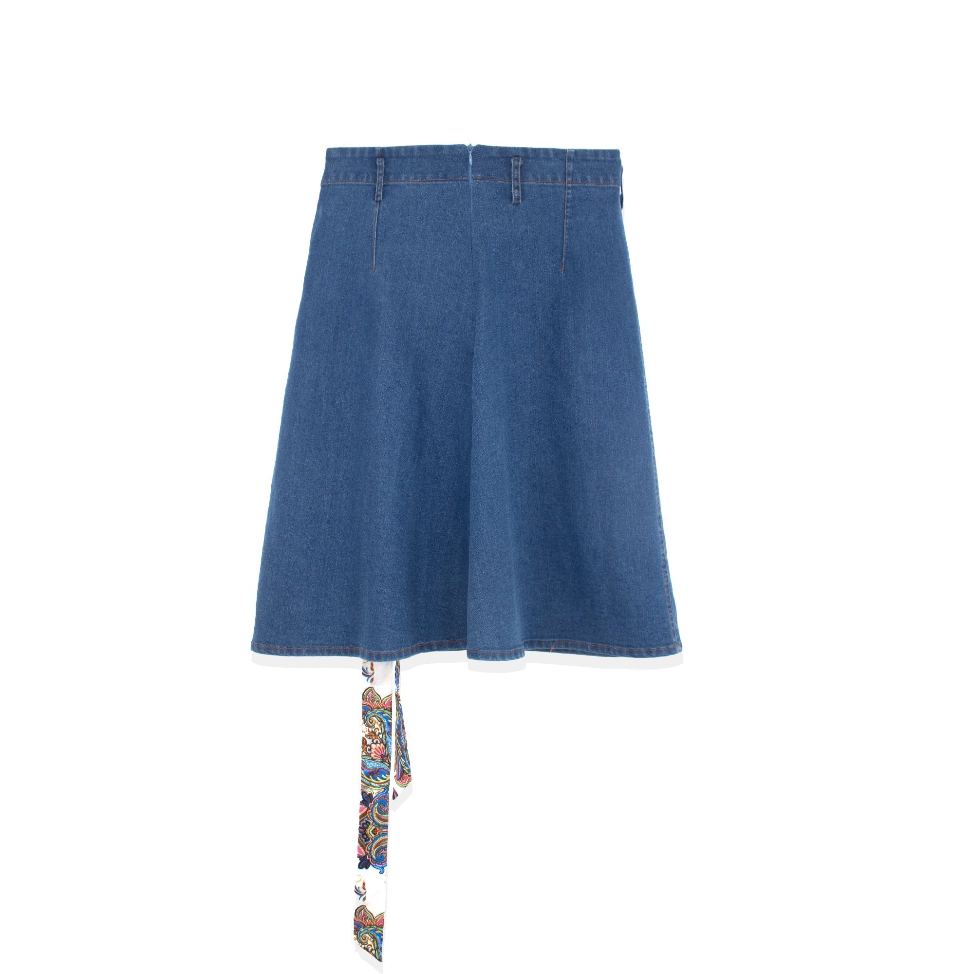 DENIM PLEAT KILT SKIRT WITH TIE profile-nyc