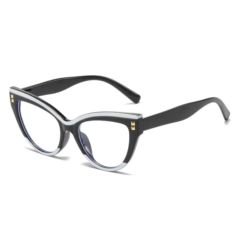 Anti Blue Light Optical Cat Eye Glasses Women Vintage Brand Designer Myopia Prescription Sexy Ladies Rivet Eye Glasses Frame T&L Fashions Boutique