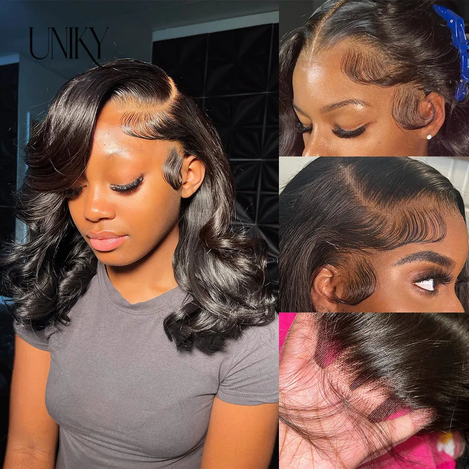 Body Wave Short Bob Wig Transparent Lace Front PrePlucked 13x4 Body Wave Lace T&L Fashions Boutique