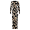 Audacious Leopard Print Sheath Dress Boho Brown