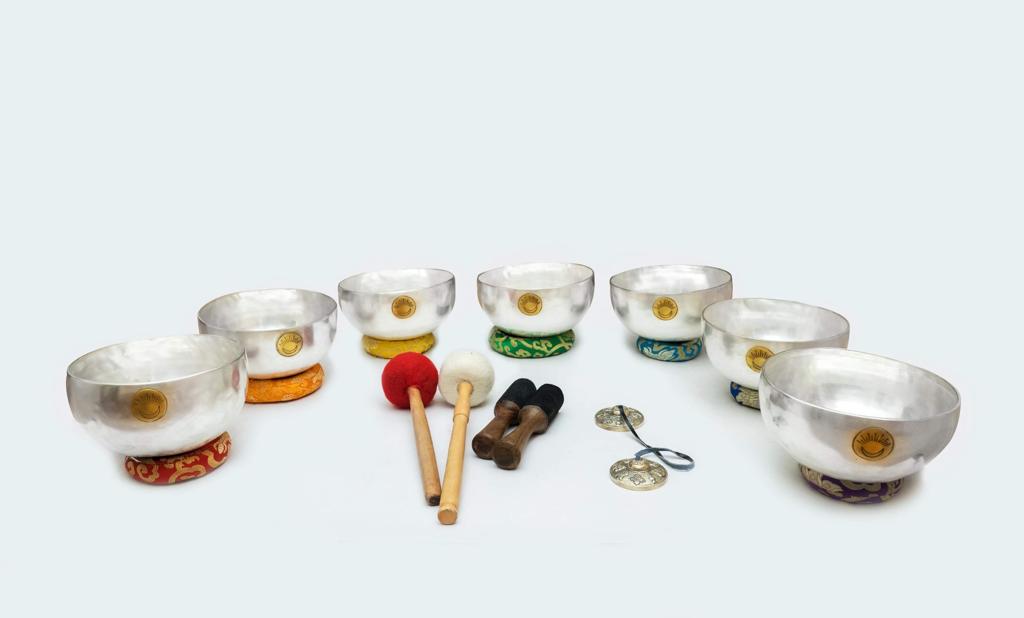 Silver New Moon Singing Bowl Set Sukha Sound Healing & Singing Bowls