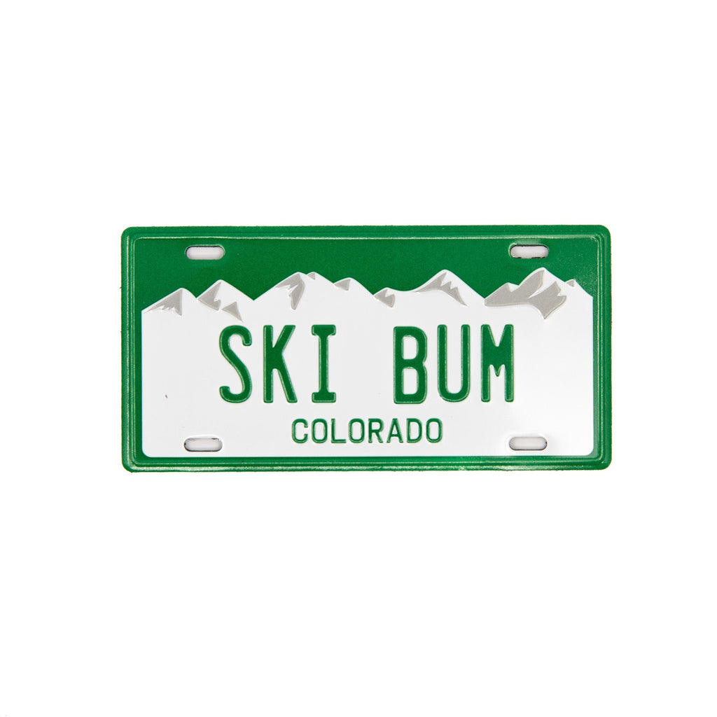 SKI BUM - Colorado License Plate Magnet Green Mountain Games
