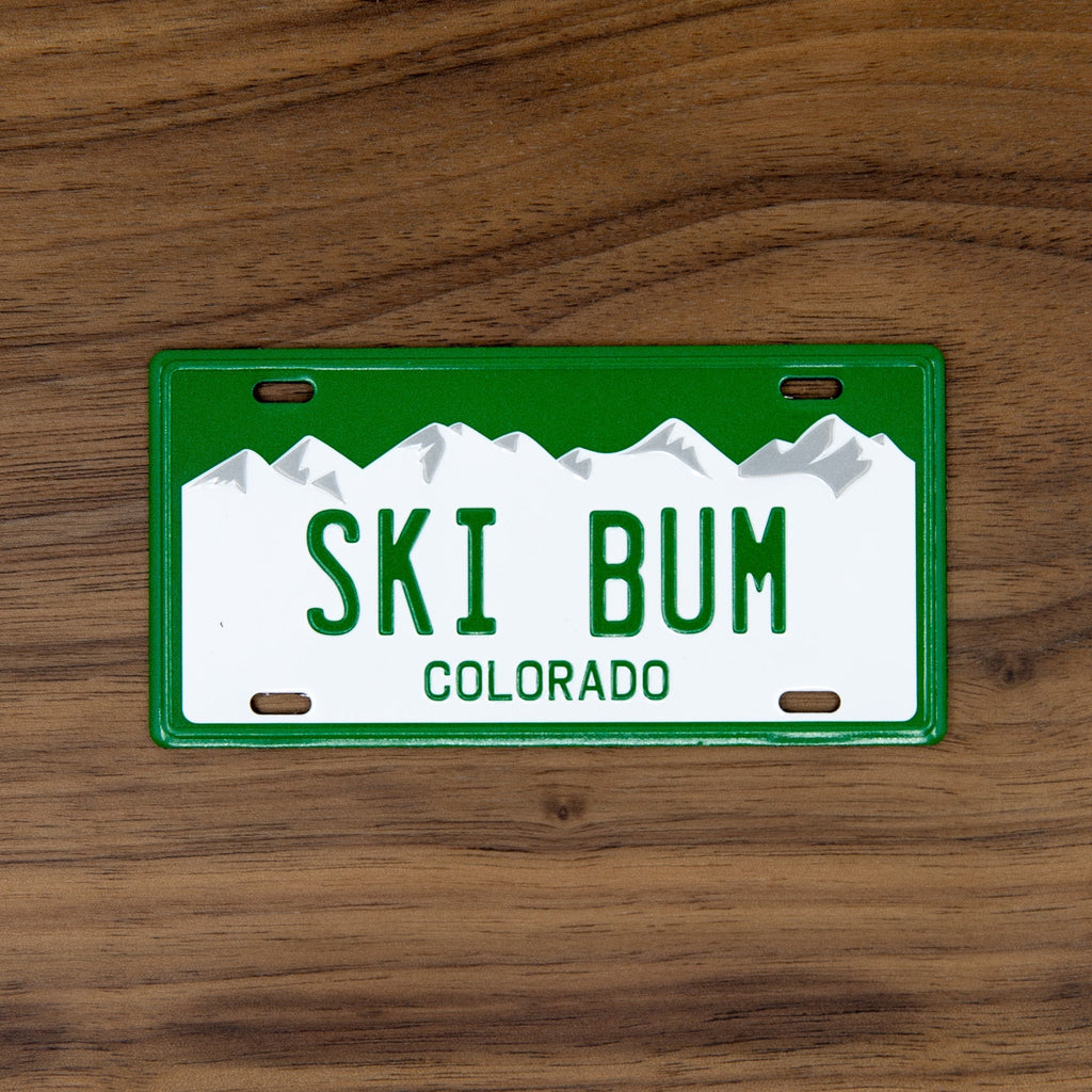 SKI BUM - Colorado License Plate Magnet Green Mountain Games
