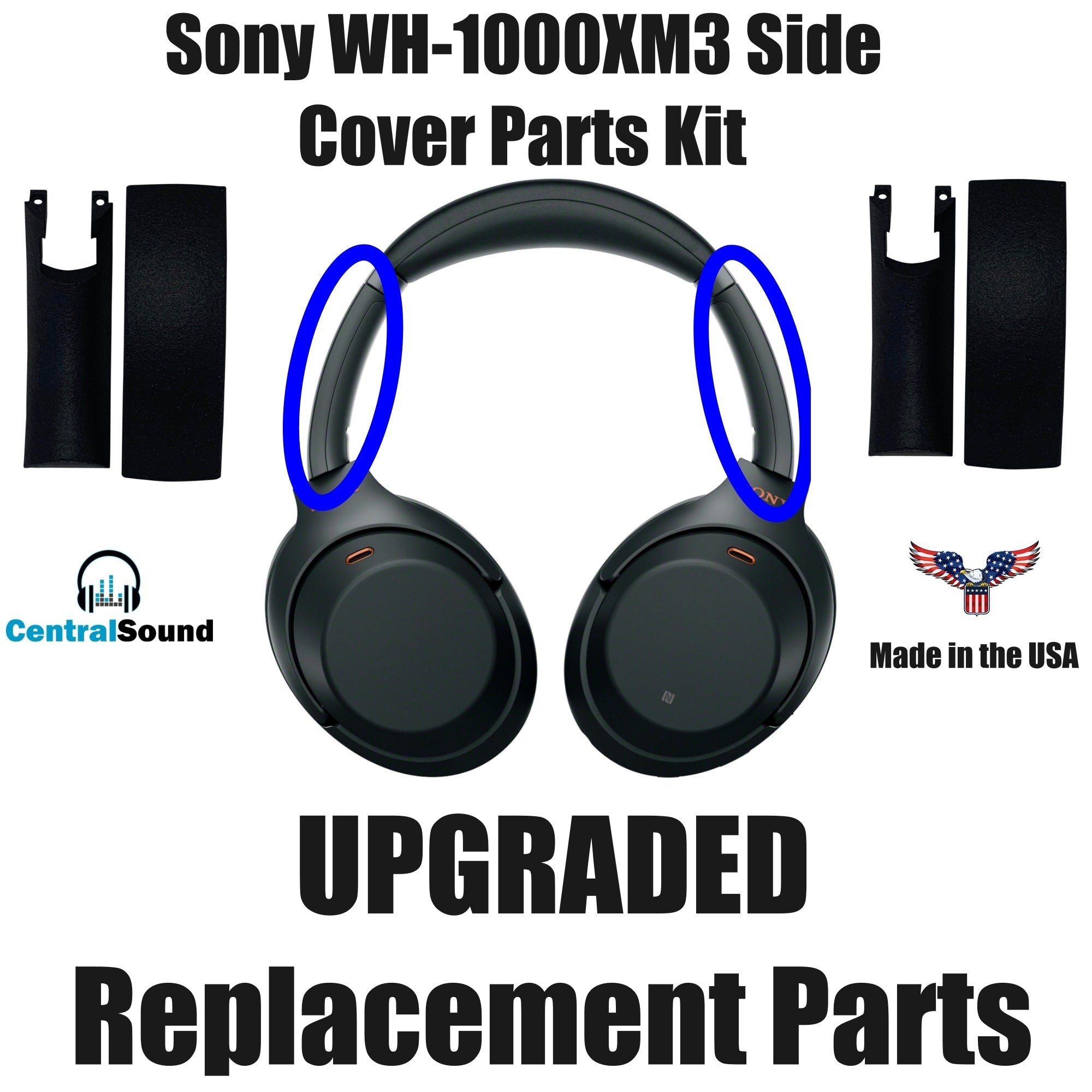 Replacement Side Cover Slider Parts UPGRADE KIT for Sony WH-1000XM3 WH1000XM3 Headphones CentralSound