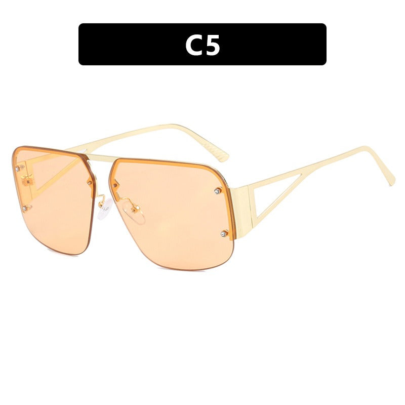 Square sunglasses, sunglasses half frame versatile sunglasses Gentleman.Clothing