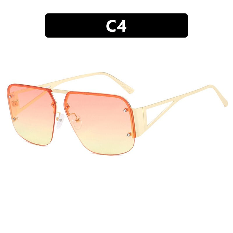 Square sunglasses, sunglasses half frame versatile sunglasses Gentleman.Clothing