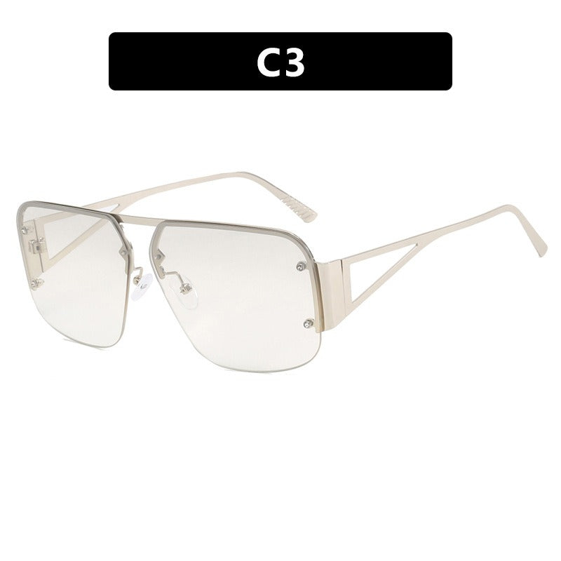 Square sunglasses, sunglasses half frame versatile sunglasses Gentleman.Clothing