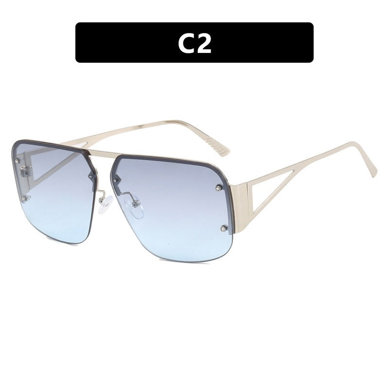 Square sunglasses, sunglasses half frame versatile sunglasses Gentleman.Clothing