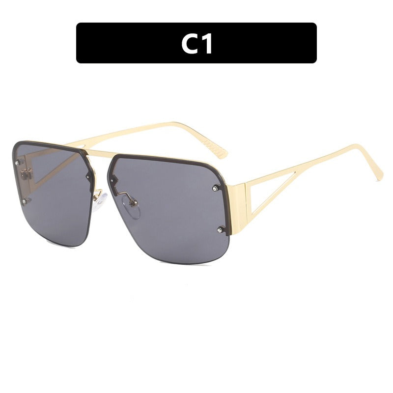 Square sunglasses, sunglasses half frame versatile sunglasses Gentleman.Clothing