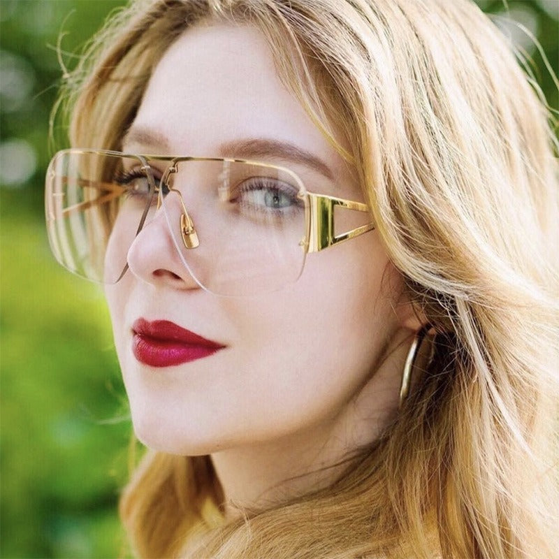 Square sunglasses, sunglasses half frame versatile sunglasses Gentleman.Clothing