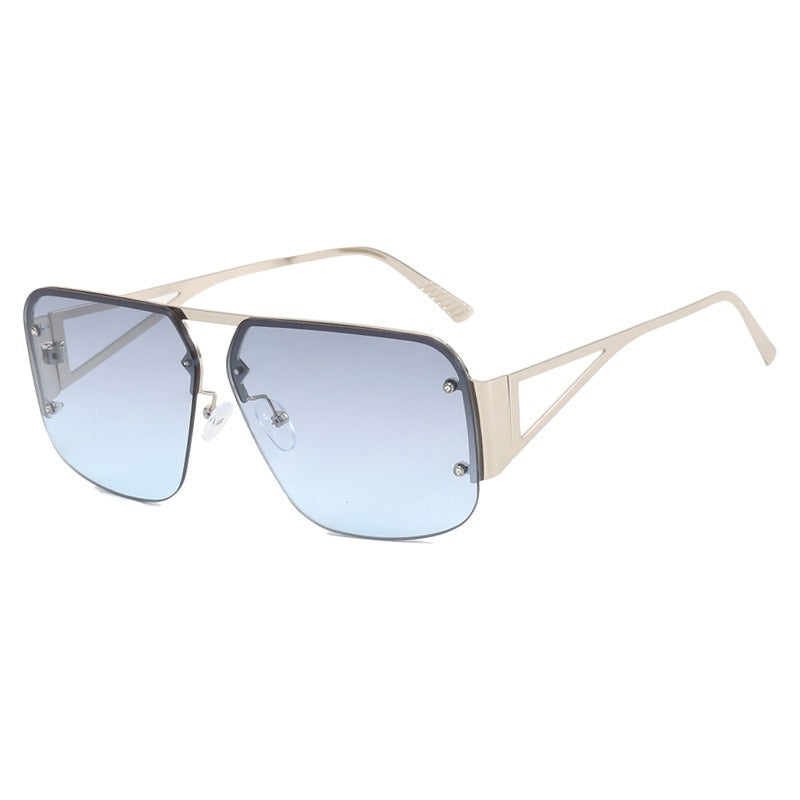 Square sunglasses, sunglasses half frame versatile sunglasses Gentleman.Clothing
