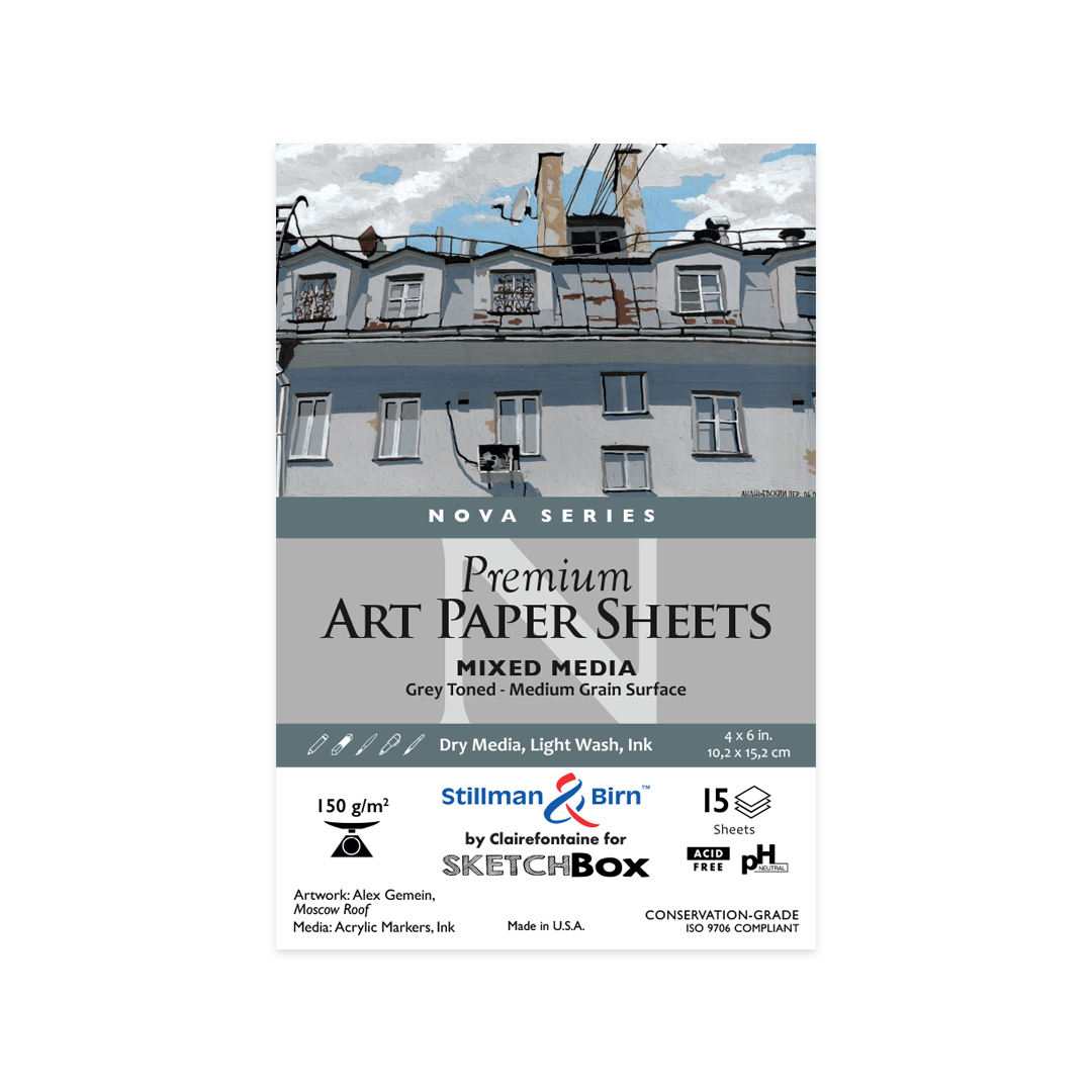 Stillman & Birn Nova Series 150gsm Grey 4x6 15 Sheet Pack ShopSketchBox