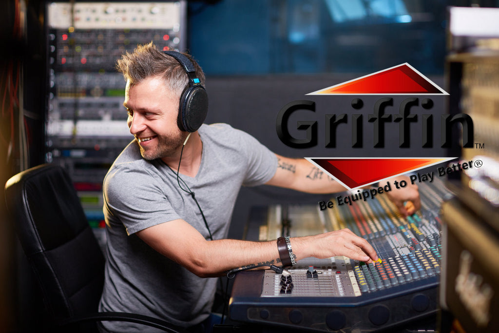 Studio Mixer Stand DJ Cart by GRIFFIN - Rolling Standing Rack On Casters with Adjustable Height - Portable Turntable Holder Mount For Digital Machine GeekStands.com