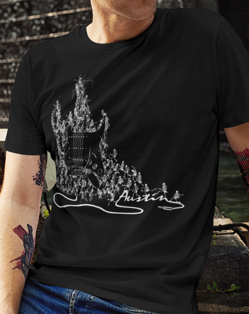 Graphic Austin Skeleton Guitar Design Taboo