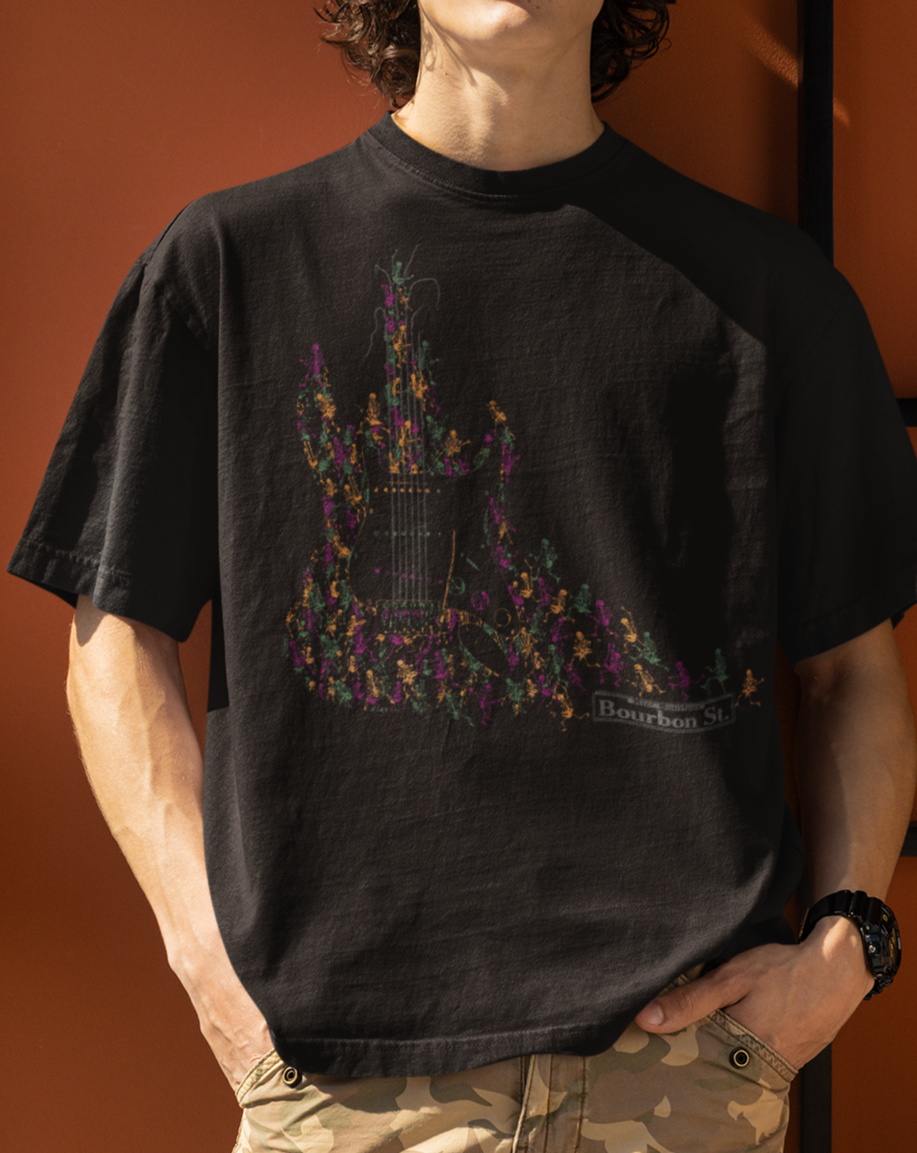 Bourbon St Skeleton Guitar T-Shirt Taboo