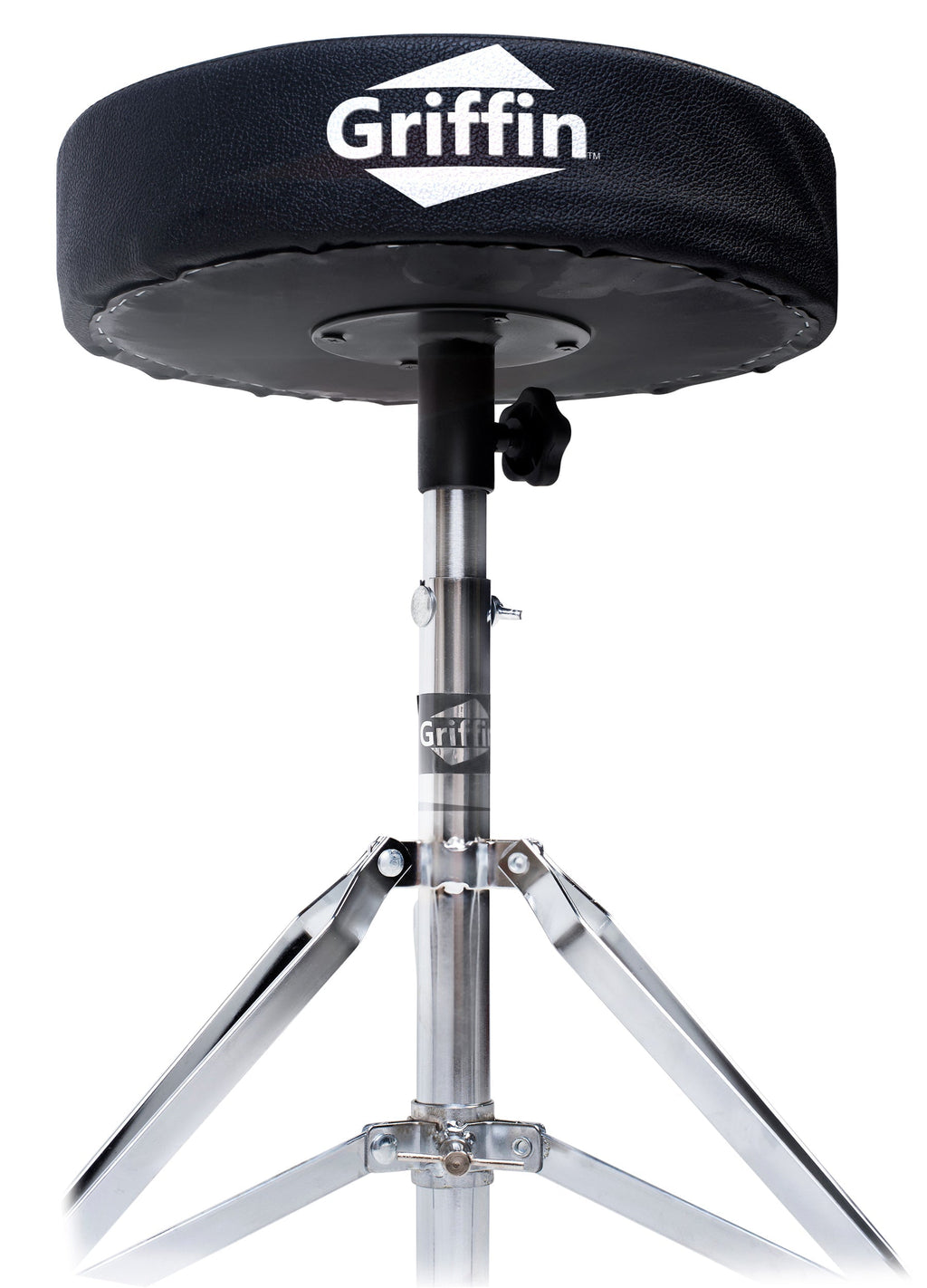 Drum Throne Stand by GRIFFIN - Padded Drummer’s Seat - Drum Set Percussion Chair for Adults - Musicians Guitar Stool Double Braced Hardware GeekStands.com