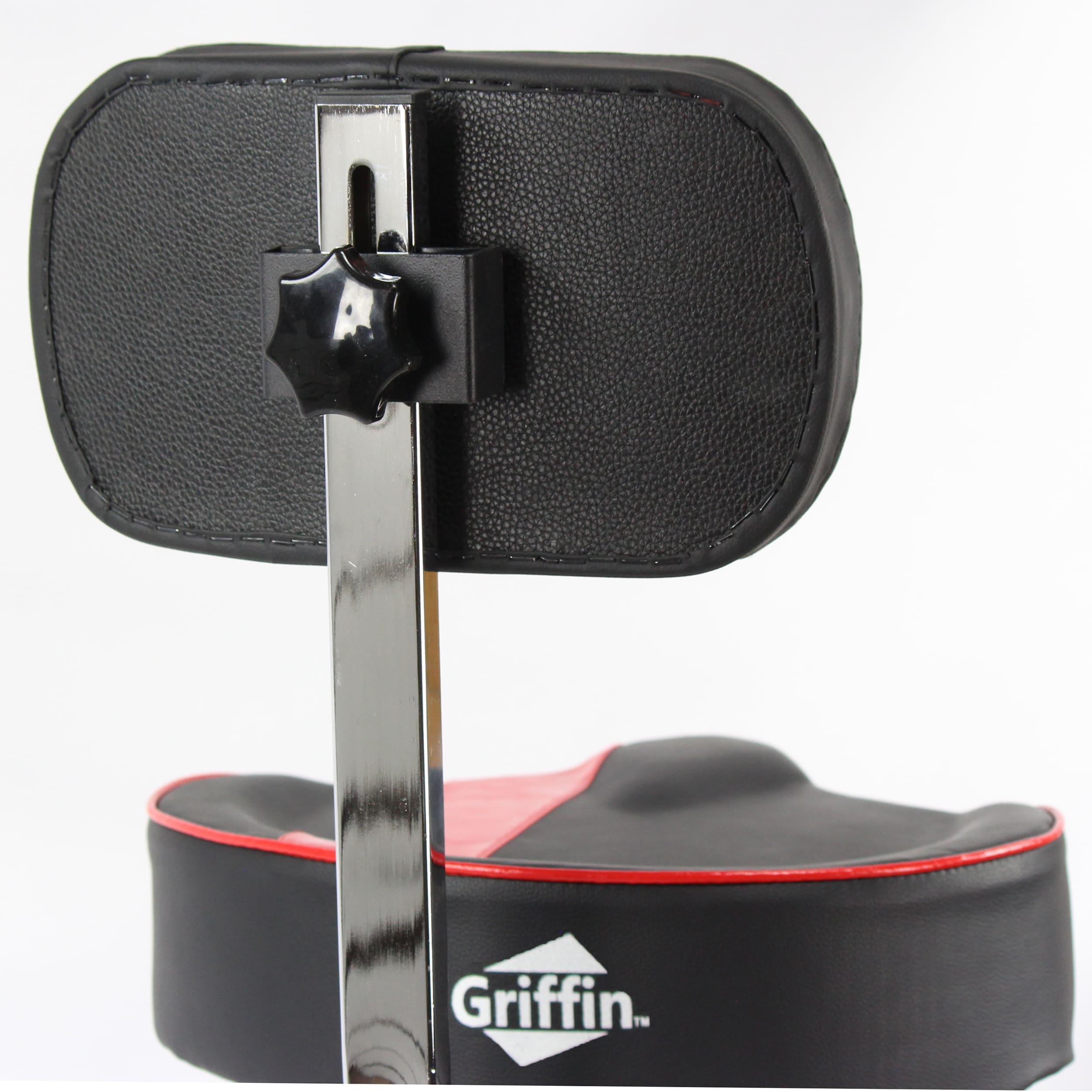 GRIFFIN Drum Throne with Backrest Support | Saddle Style Padded Leather Drummer Motorcycle Biker Seat | Swivel Adjustable Height Music Drum Chair | Musicians Guitar Stool | Percussion Tractor Top GeekStands.com