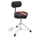 Saddle Drum Throne with Backrest Support by GRIFFIN - Padded Leather Drummer Motorcycle Biker Style Seat - Swivel Adjustable Height Music Drum Chair GeekStands.com