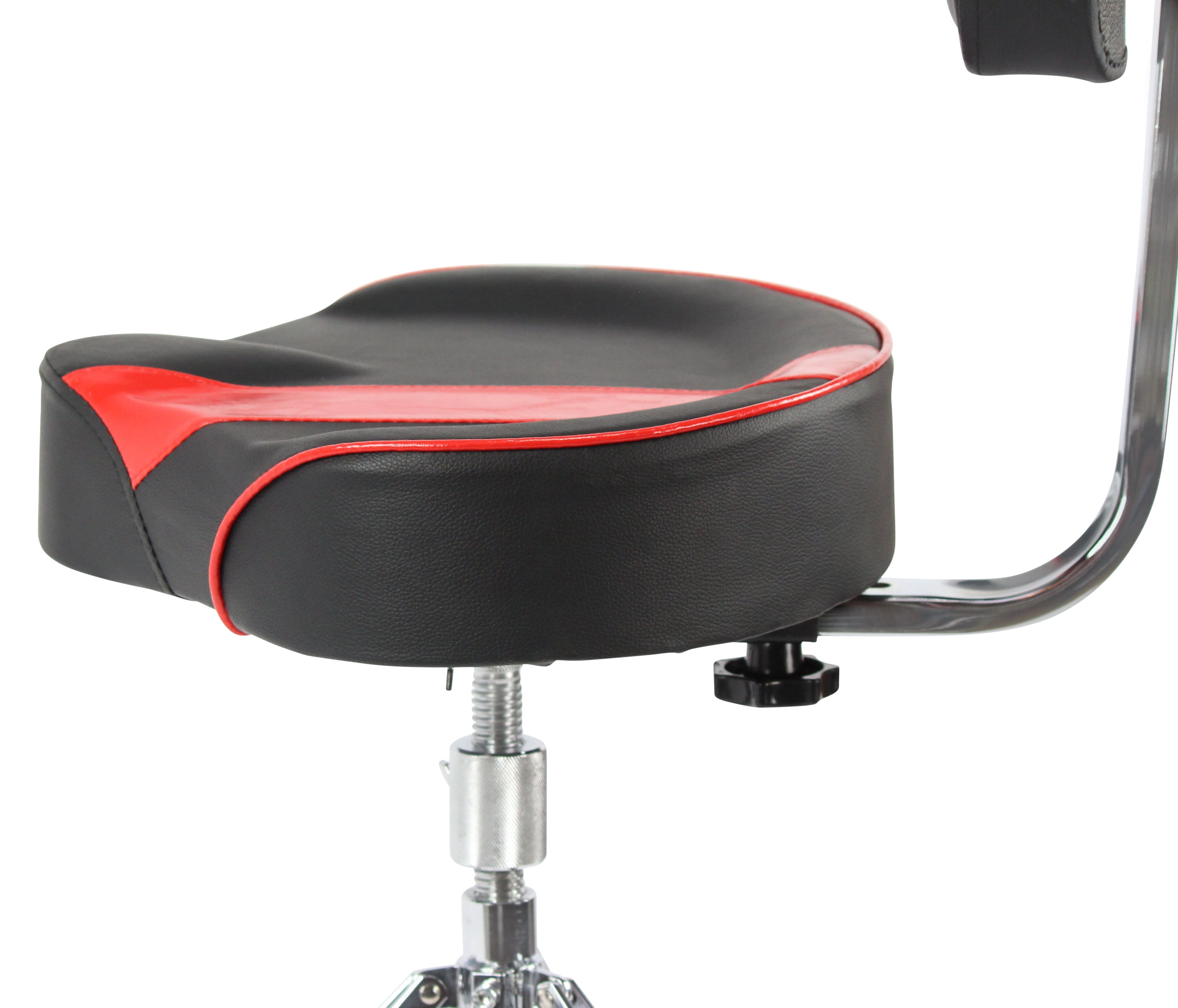 GRIFFIN Drum Throne with Backrest Support | Saddle Style Padded Leather Drummer Motorcycle Biker Seat | Swivel Adjustable Height Music Drum Chair | Musicians Guitar Stool | Percussion Tractor Top GeekStands.com