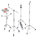 GRIFFIN Cymbal Stand Hardware Pack 4 Piece Set - Full Size Percussion Drum Hardware Kit with Snare Mount, Hi-Hat Pedal, Cymbal Boom, & Straight Stand GeekStands.com