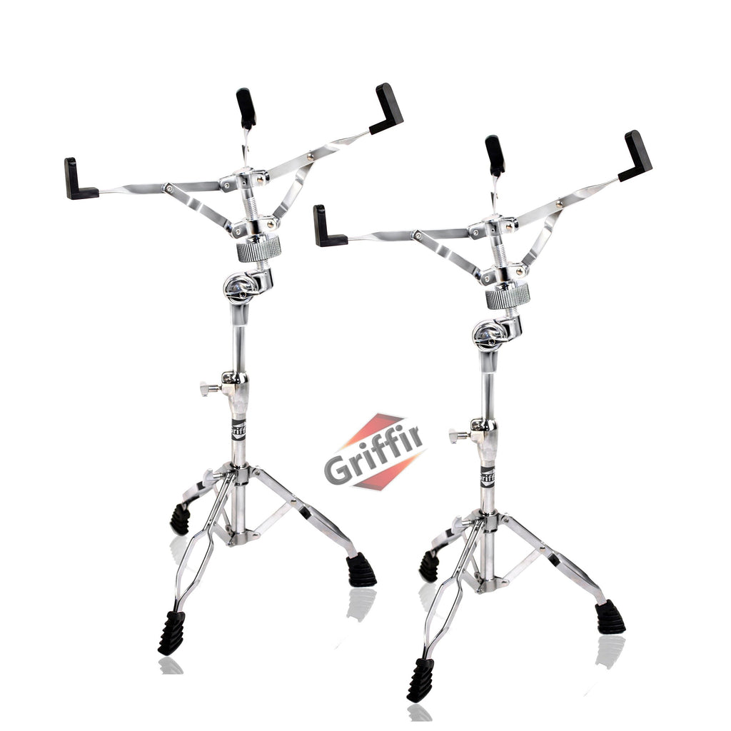 2-PACK Snare Drum Stand by GRIFFIN | Chrome Double Braced, Light Weight Mount for Standard Snares, Tom Drums & Practice Pad | Slip-Proof Gear Tilter & Clamp Style Basket Holder Percussion Hardware Kit GeekStands.com