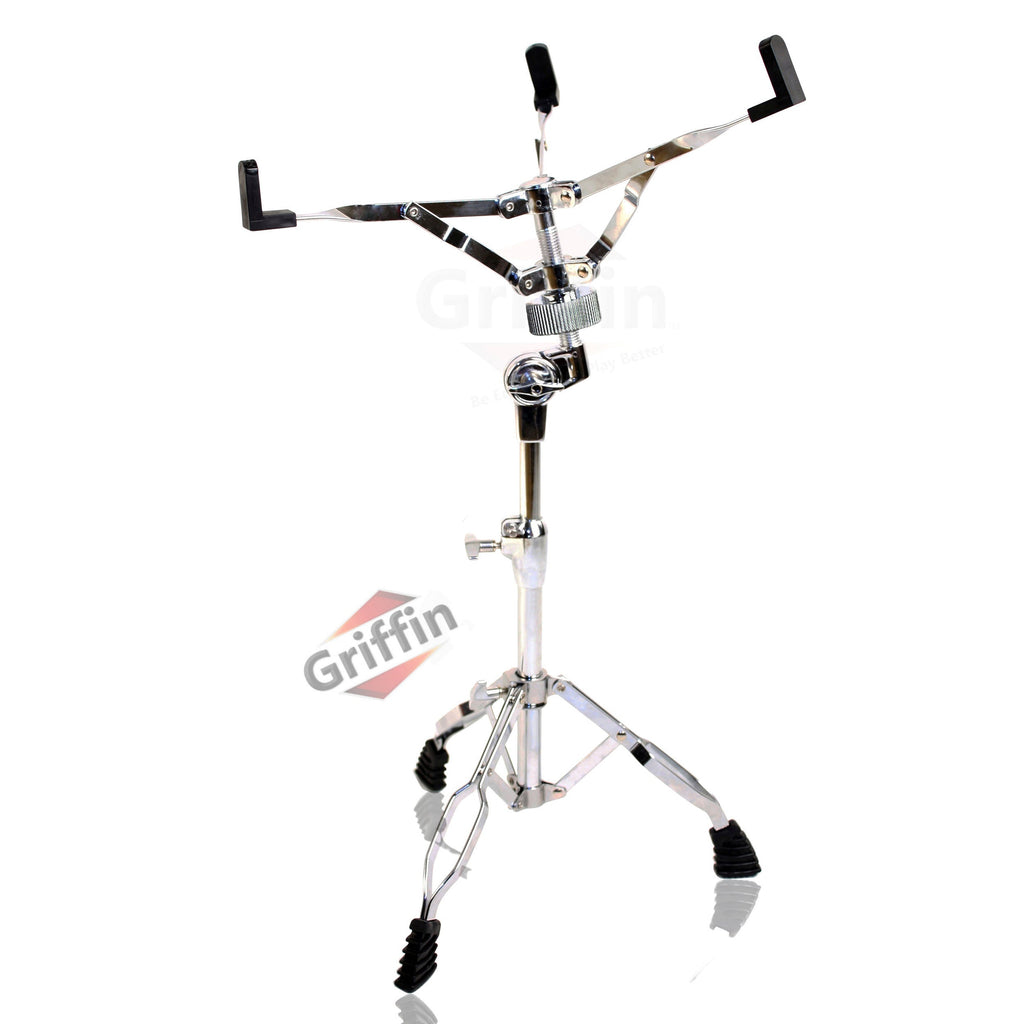 Snare Drum Set by GRIFFIN - Includes Snare Stand, 2 Pairs of Maple Drum Sticks & Drum Key | Wood Shell Drum Set, Chrome Holder Acoustic GeekStands.com