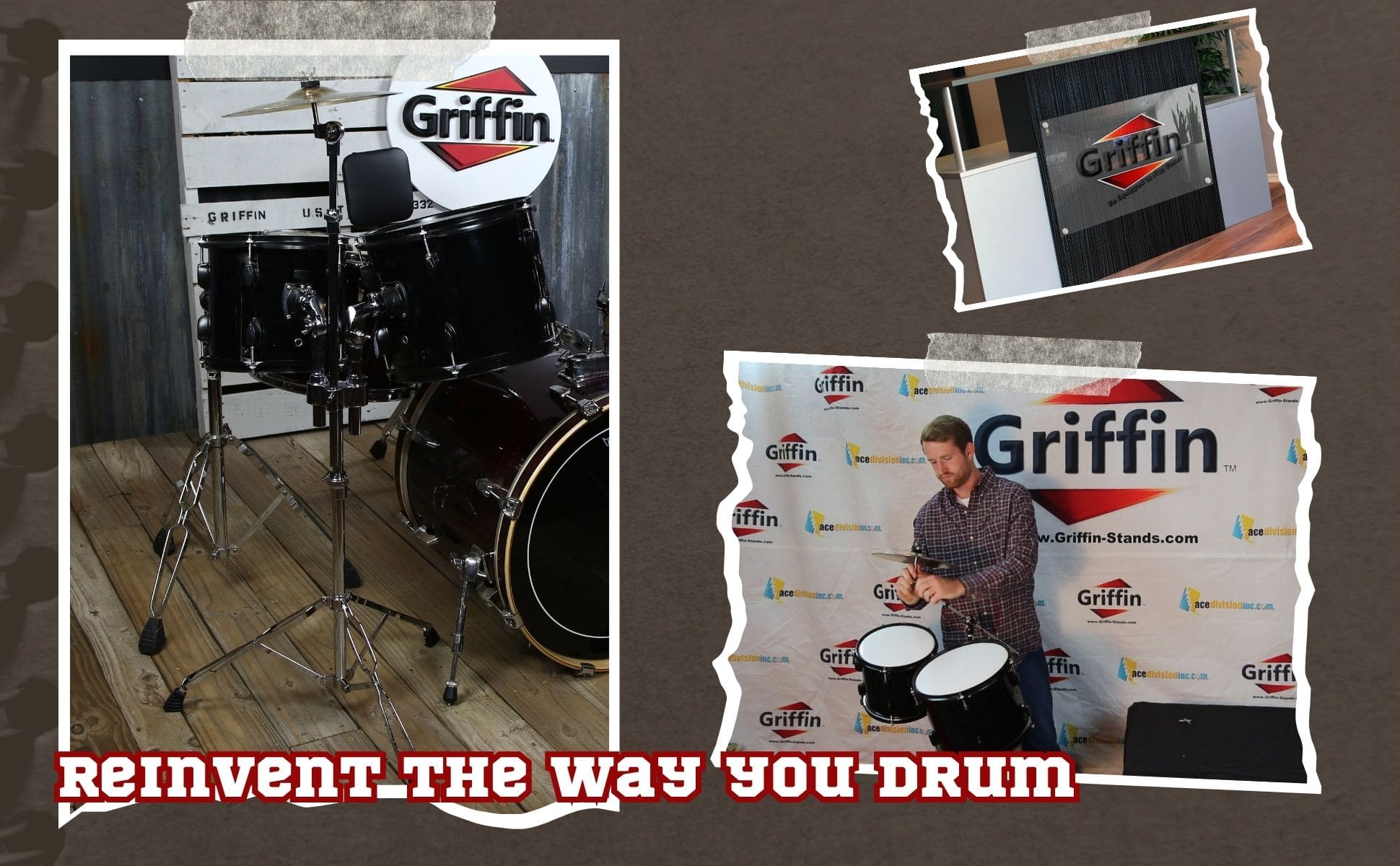 Double Tom Drum Stand with Cymbal Arm by GRIFFIN | Drummers Percussion Set Hardware with Dual Drum Mounts | Medium Duty Tom Holder with Double Braced Tripod Legs | Accommodates All Standard Cymbals GeekStands.com