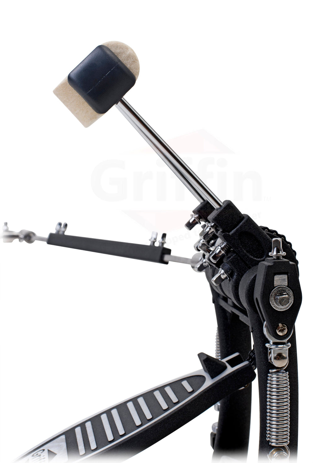 Double Kick Drum Pedal for Bass Drum by GRIFFIN - Deluxe Twin Set Foot Pedal - Quad Sided Beater Heads - Dual Pedal Two Chain Drive Hardware GeekStands.com