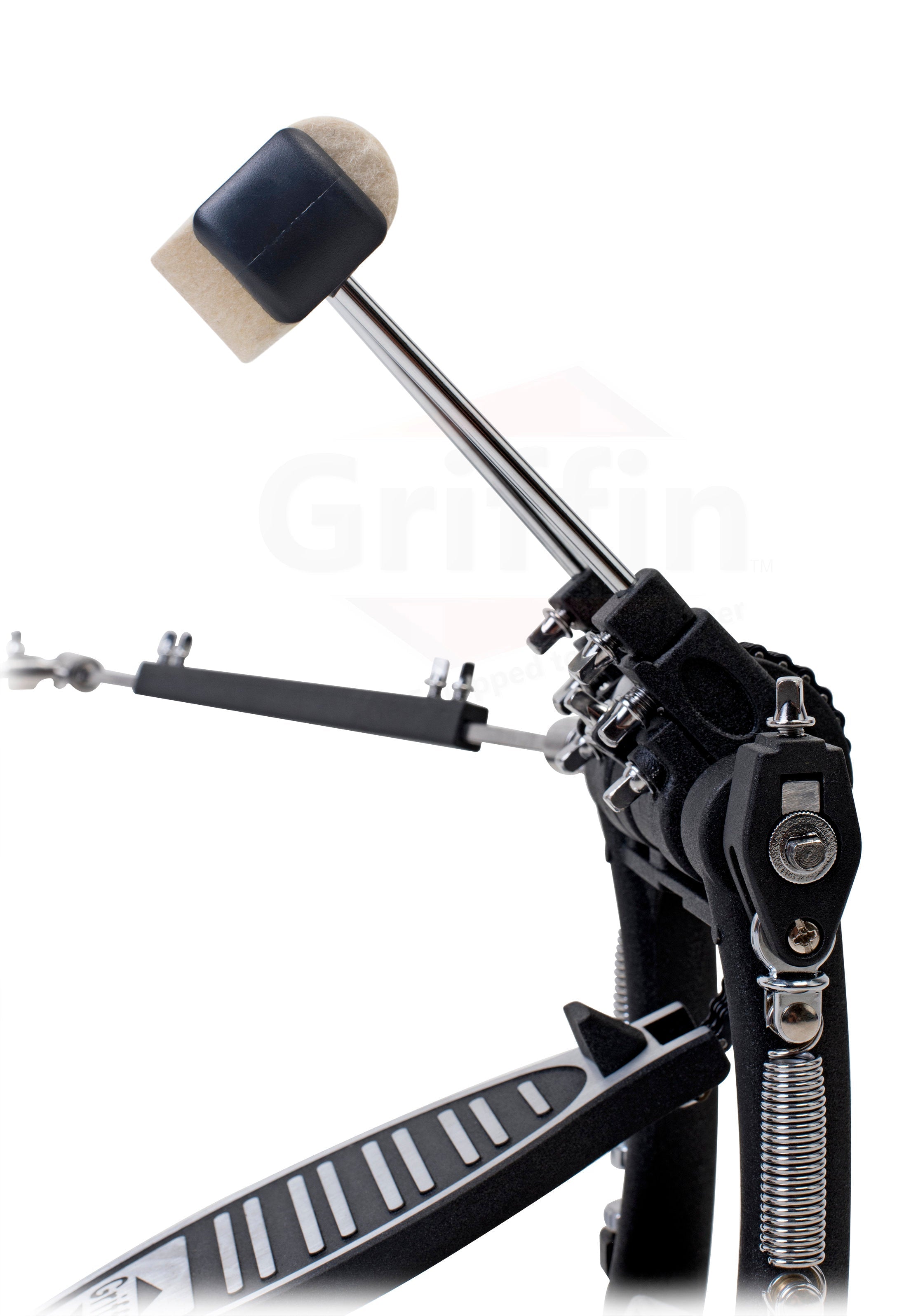 Double Kick Drum Pedal for Bass Drum by GRIFFIN - Deluxe Twin Set Foot Pedal - Quad Sided Beater Heads - Dual Pedal Two Chain Drive Hardware GeekStands.com