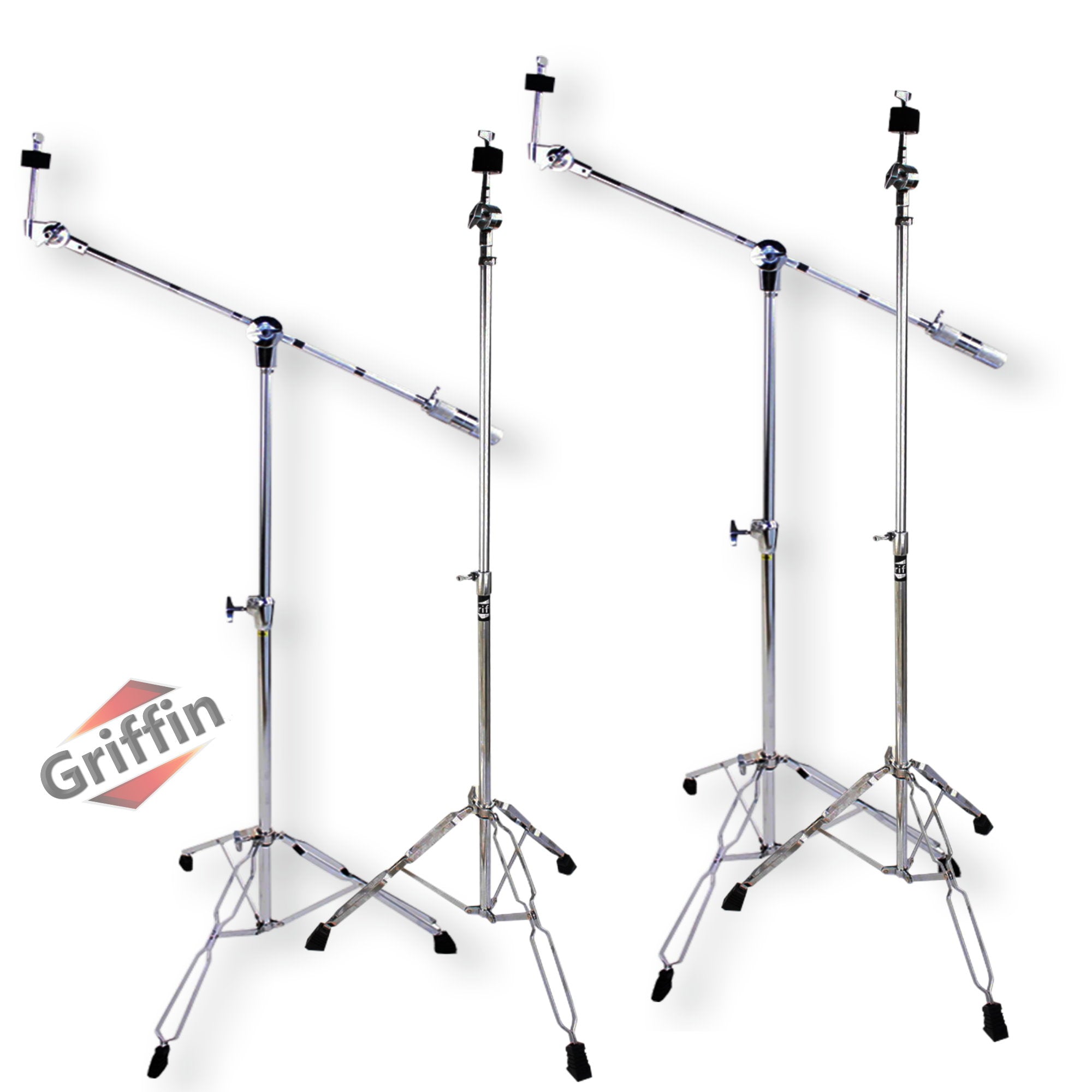 4-PACK Cymbal Boom Stand & Straight Cymbal Stand Combo Set by GRIFFIN | Percussion Drum Hardware Kit for Mounting & Holding Crash, Ride, Splash Cymbals | Arm Counterweight Adapter & Double Braced Legs GeekStands.com