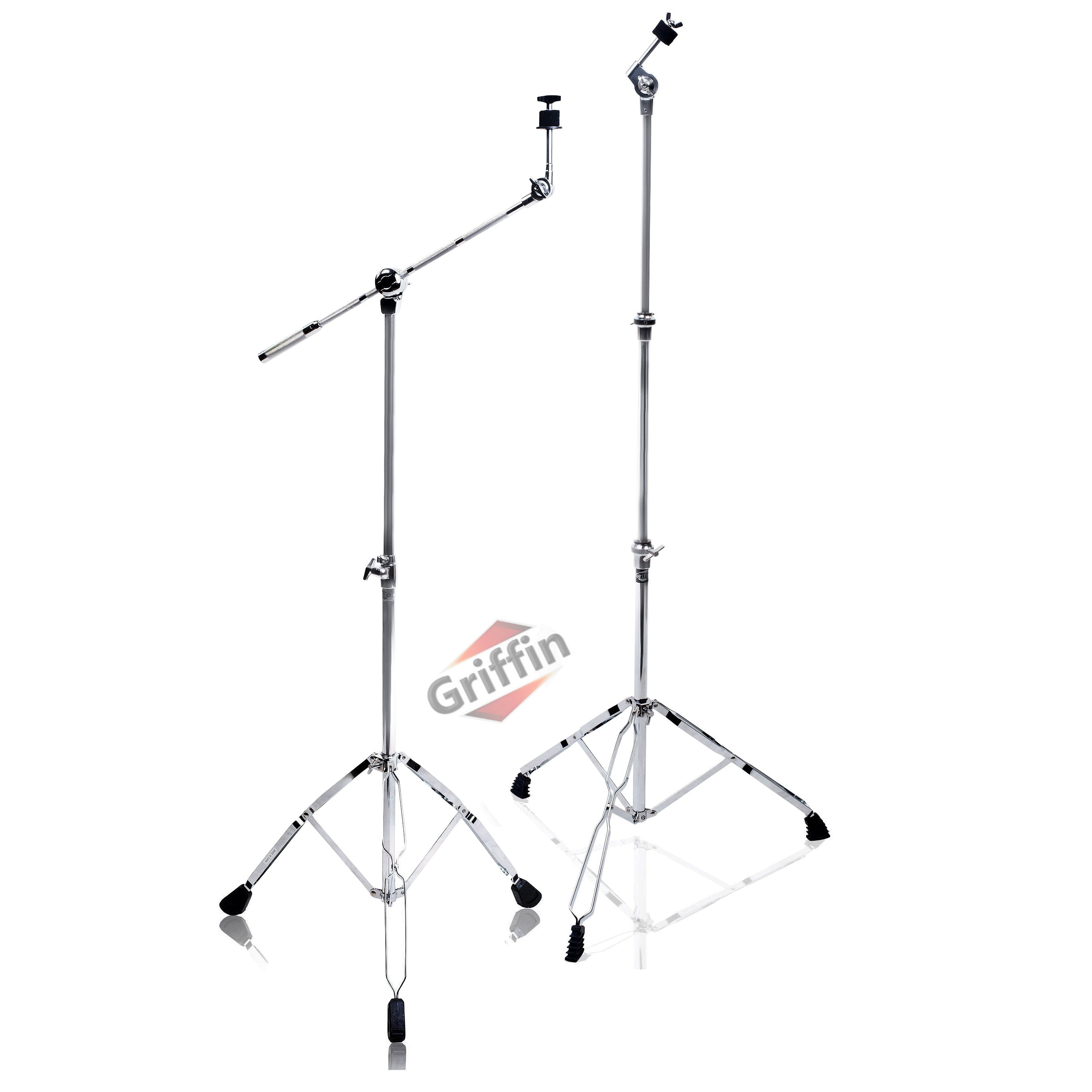 Cymbal Boom Stand & Straight Cymbal Stand Combo (Pack of 2) by GRIFFIN | Percussion Drum Hardware Set for Mounting & Holding Crash, Ride, Splash Cymbals | Arm Counterweight Adapter Kit & Double Braced GeekStands.com