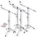 Cymbal Boom Stands (4 PACK) by GRIFFIN - Chrome Drum Kit Hardware Set with Double-Braced Tripod Legs - Counterweight Adapter for Mounting Heavy-Duty Crash, Ride & Splash Cymbals Cymbals GeekStands.com