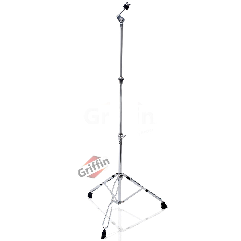 Straight Cymbal Stand by GRIFFIN | Deluxe Percussion Drum Hardware Set for Mounting Medium-Duty Crash, Ride & Splash Cymbals | Double Braced Legs, Slip-Proof Gear Holder | Light for Mobile Drummers GeekStands.com