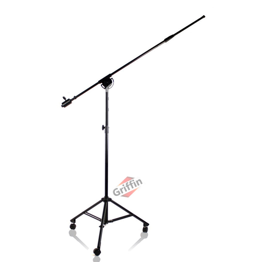 GRIFFIN Professional Studio Microphone Boom Stand with Casters | Extended Height Recording Mic Holder Tripod on Wheels | Tall Telescoping Arm Mount & Retractable Legs for Vocals, Choir, Overhead Drums GeekStands.com